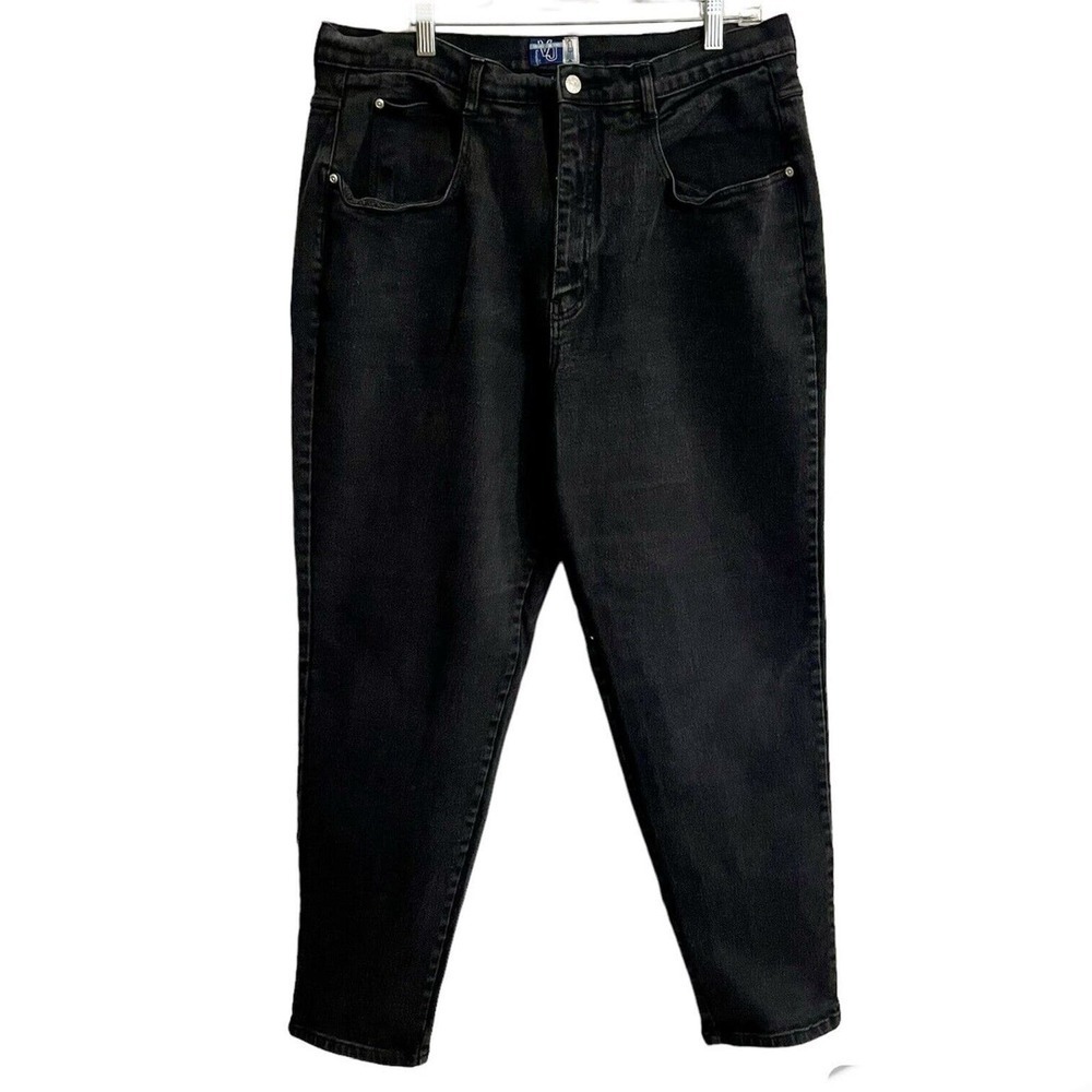 Venezia Jeans Size 20 Black Denim Mom High Waisted Tapered Ankle Zip Vintage 8…